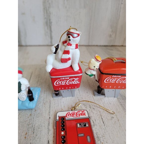 Polar bear Coca-Cola soda dispenser machine ornament Xmas set variety - Picture 2 of 8